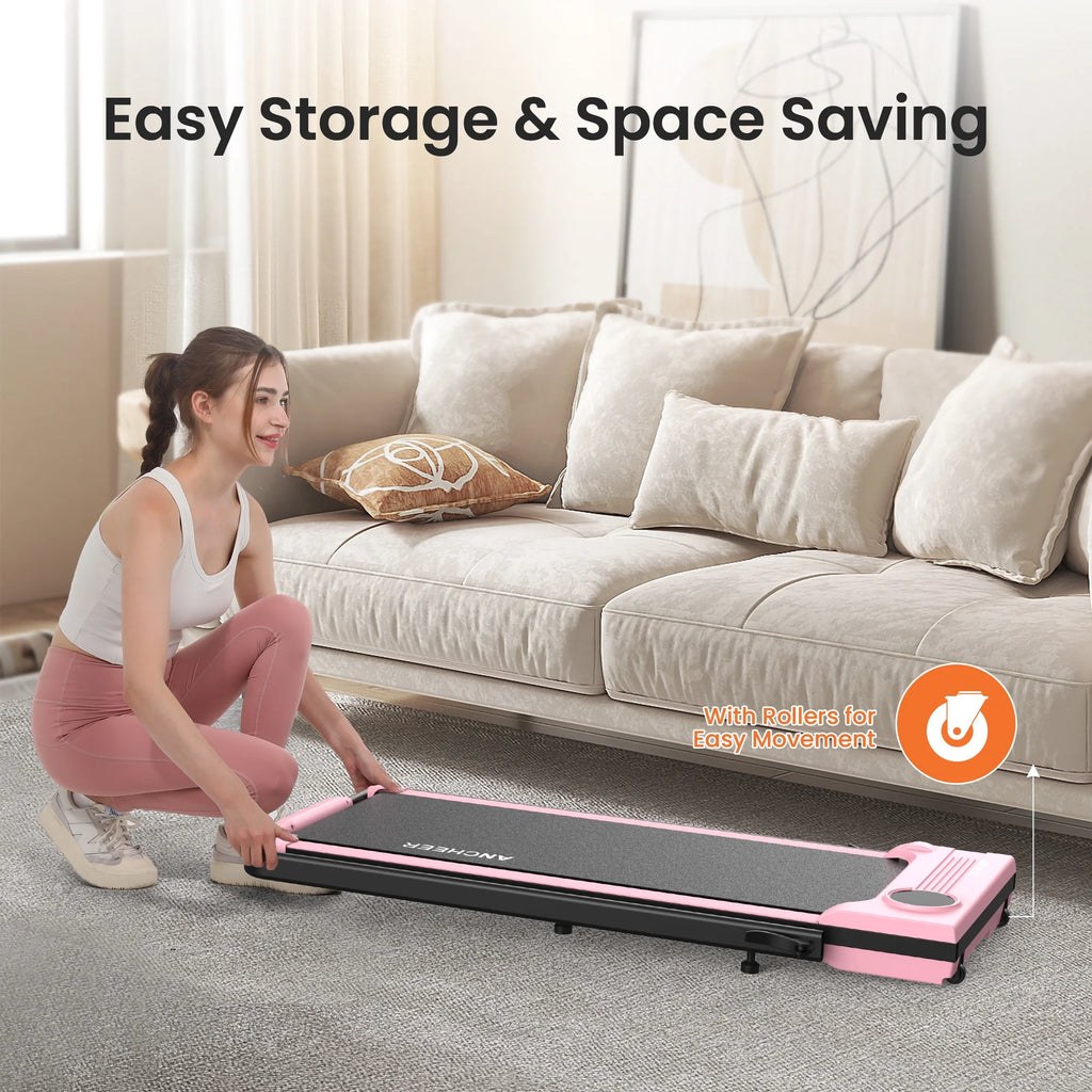 2026 NewANCHEER Portable Folding Walking Pad 300lb, 7.5 MPH Under Desk Treadmill with Remote Control & LED Display,2 in 1 Walking Pad Treadmill for Home/Office/Exercise(Pink)