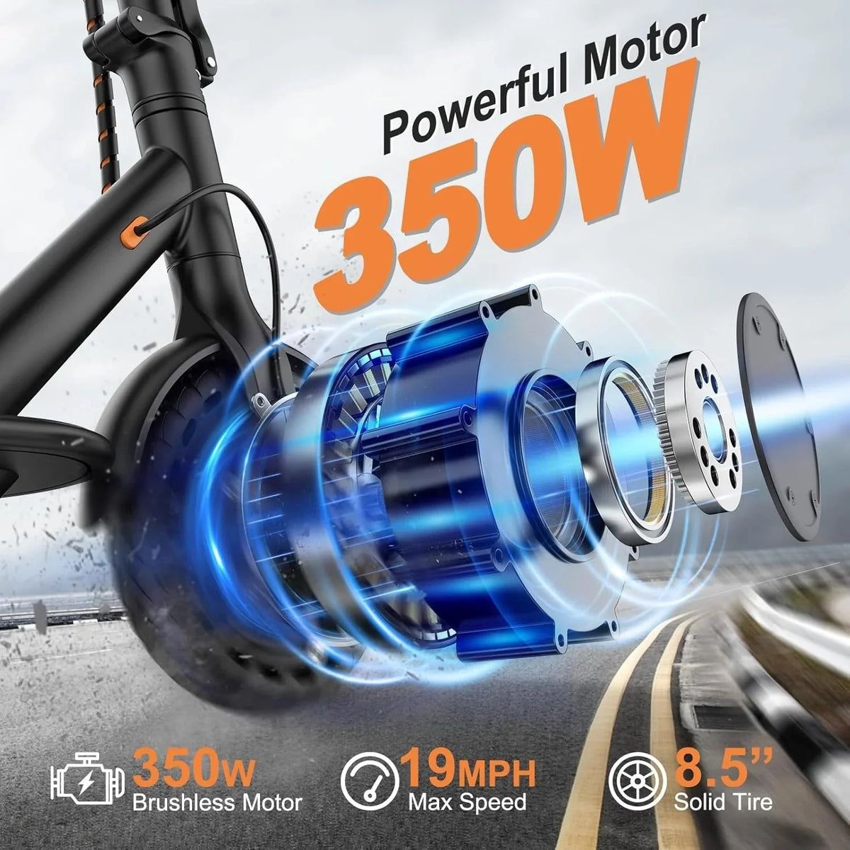 2026 NewElectric scooter, 350W/500W powerful motor, 8.5"/10" solid rubber tires, 19/22 mph, 28/21/12 mile range, dual brakes