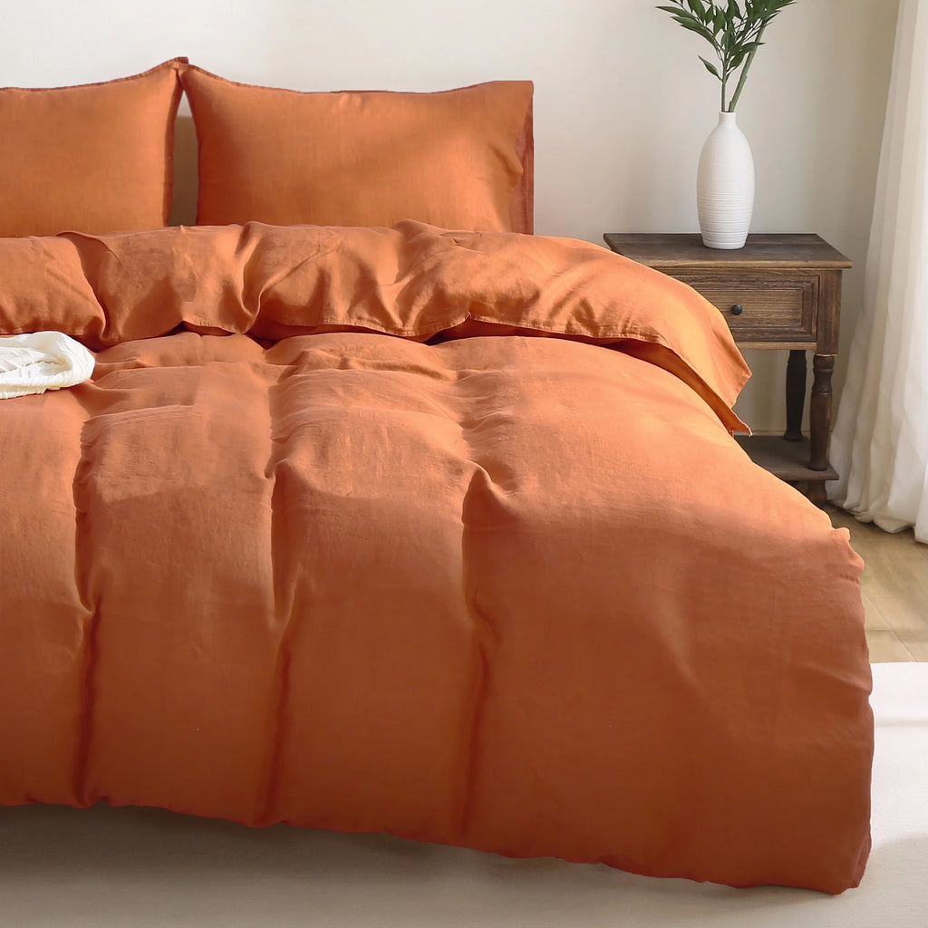 2026 New100% Pure Linen Duvet Cover with Button Closure and Corner Ties Soft & Breathable - Natural Full/Queen