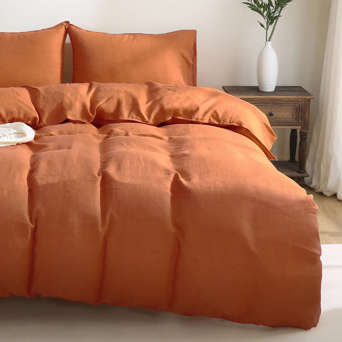 2026 New100% Pure Linen Duvet Cover with Button Closure and Corner Ties Soft & Breathable - Natural Full/Queen