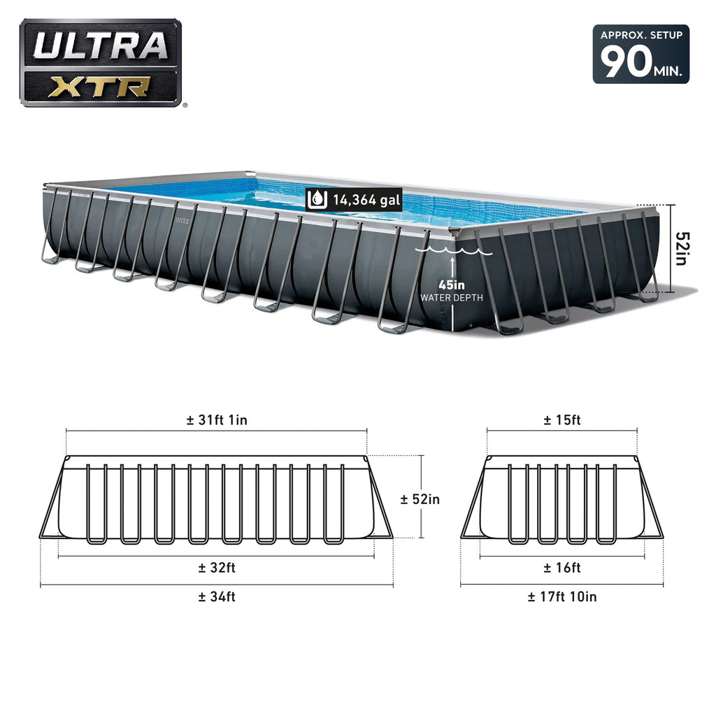 2026 NewINTEX 24ft x 12ft x 52in Ultra XTR Above Ground Pool, Floats (2 Pack), & Inflatable Cooler