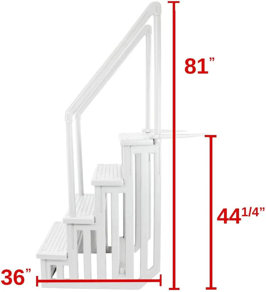 2026 NewNon-slip pool entrance steps | Gray | Suitable for above-ground pools | Can be installed on patios with a height of 122 to 137 cm | Maximum load capacity 136 kg