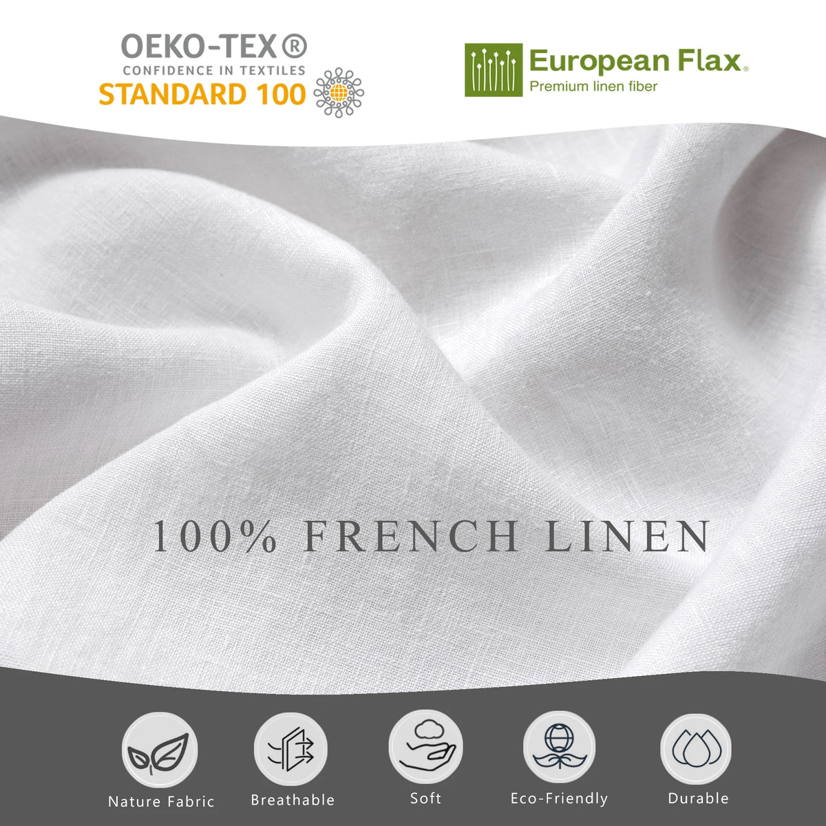 2026 New100% Pure Linen Duvet Cover with Button Closure and Corner Ties Soft & Breathable - Natural Full/Queen