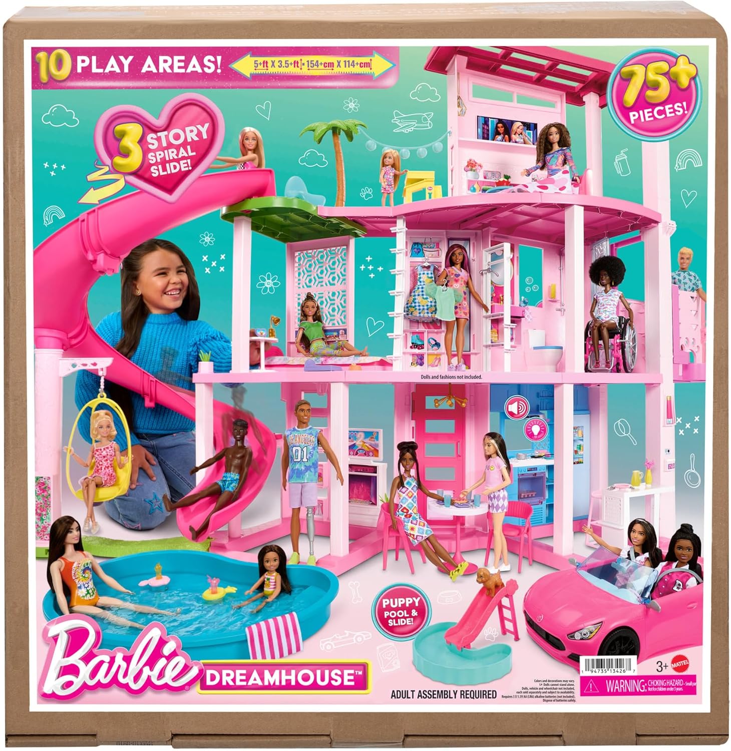2026 Barbie Dreamhouse 2023 Casa para muñecas de juguete de 3 plantas con +75 muebles y accesorios, +3 años (Mattel HMX10)
