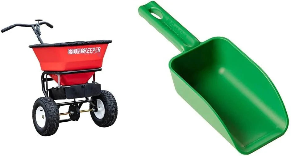 2026 NewMulti-purpose push-along spreader, 100 lb capacity, versatile tool for lawn seed, salt, de-icer, fertilizer and seeds