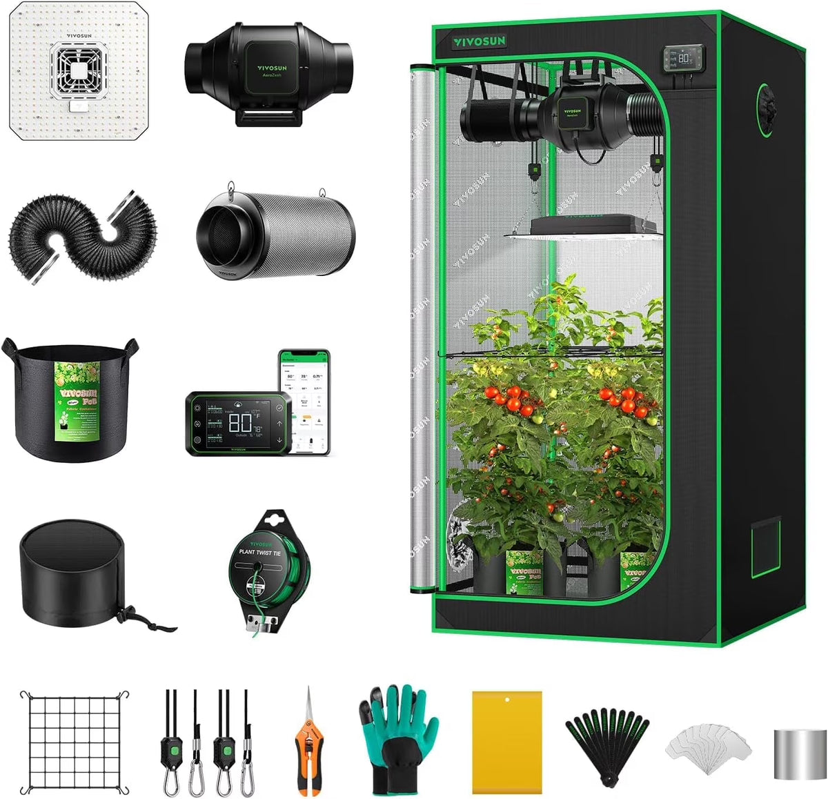 2026 NewVIVOSUN GIY Smart Grow Tent System 2x2, WiFi-Integrated Grow Tent Kit, with Automate Ventilation and Circulation, Schedule Full Spectrum 100W LED Grow Light, and GrowHub E42A Controller
