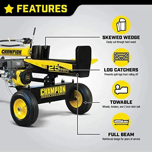 2026 NewChampion Power Equipment-100251 25-ton petrol log splitter with horizontal/vertical splitting wedge and automatic return