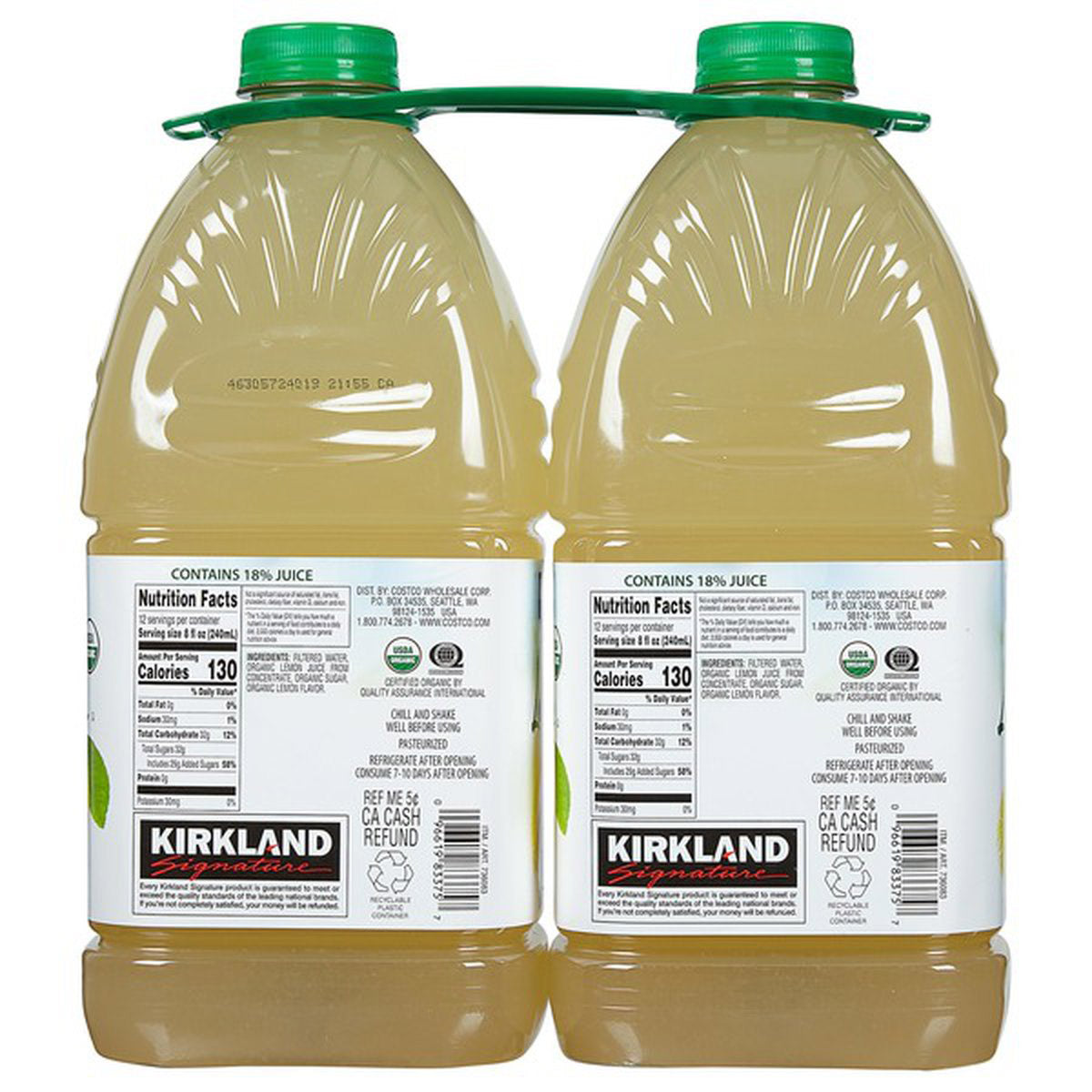 2026 NewKirkland Signature, Organic Lemonade, 96 fl oz, 2-count