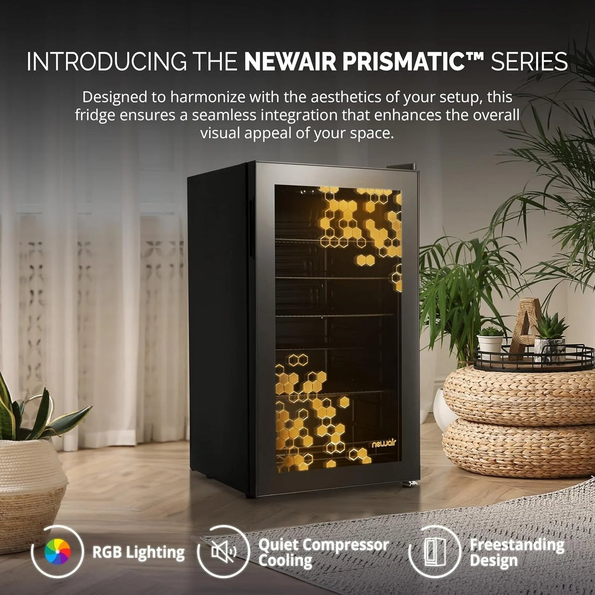 2026 NewBeverage Refrigerator Cooler | 126 Cans Free Standing with Right Hinge Glass Door | Mini Fridge Beverage Organizer Perfect For Beer, Wine, Soda, And Cooler Drinks
