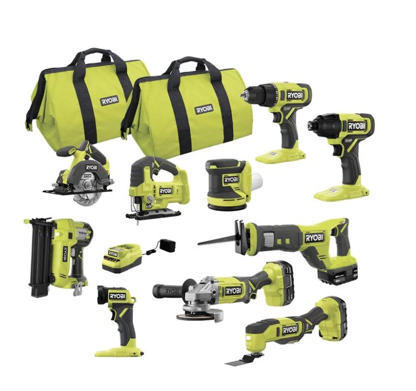 2026 NewRYOBI ONE+ 18V Cordless Tool Set with 10 Pieces, 3 Batteries and Charger (Model Year 2025) PCK750KN