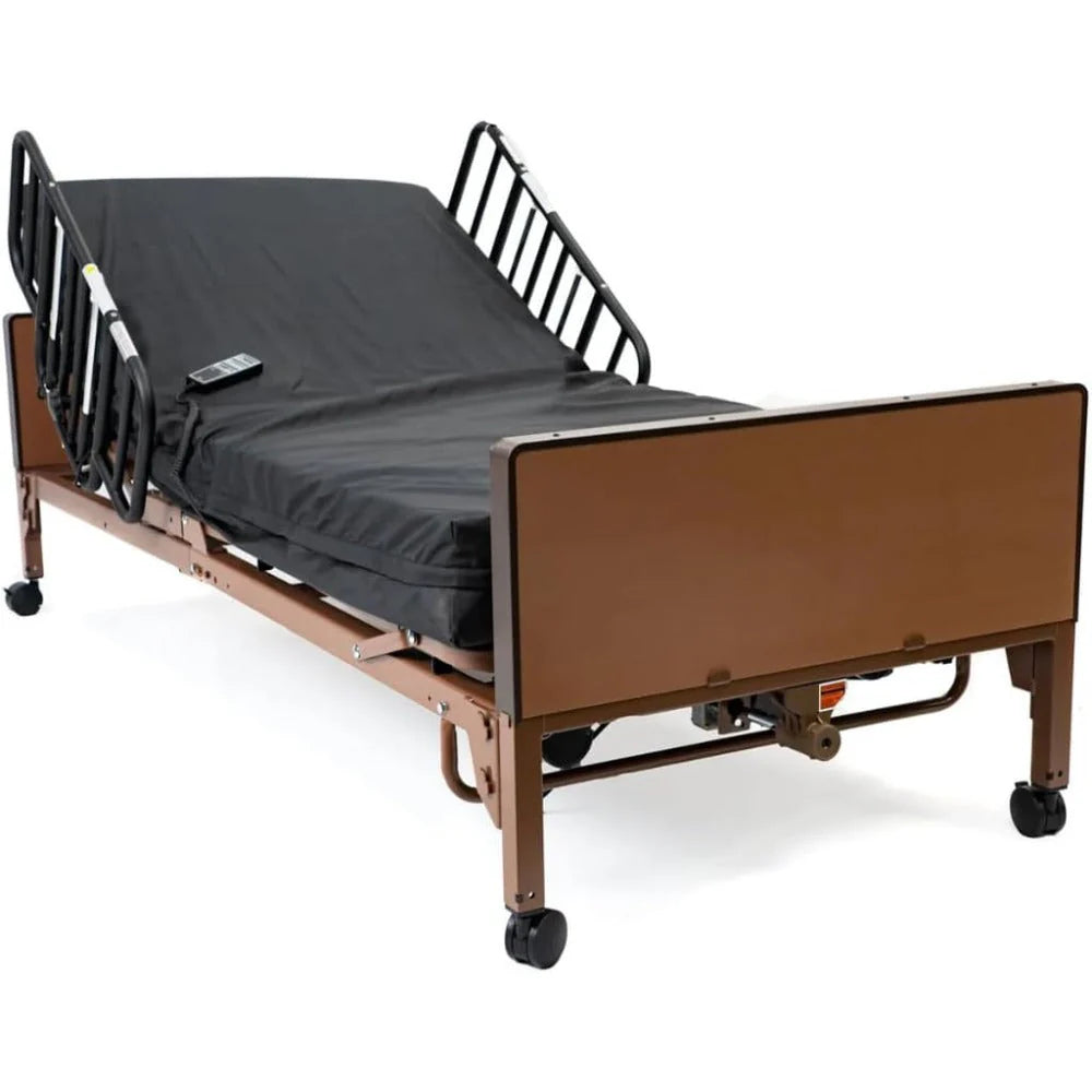2026 NewFully electric hospital bed set, foam mattress, half side rails