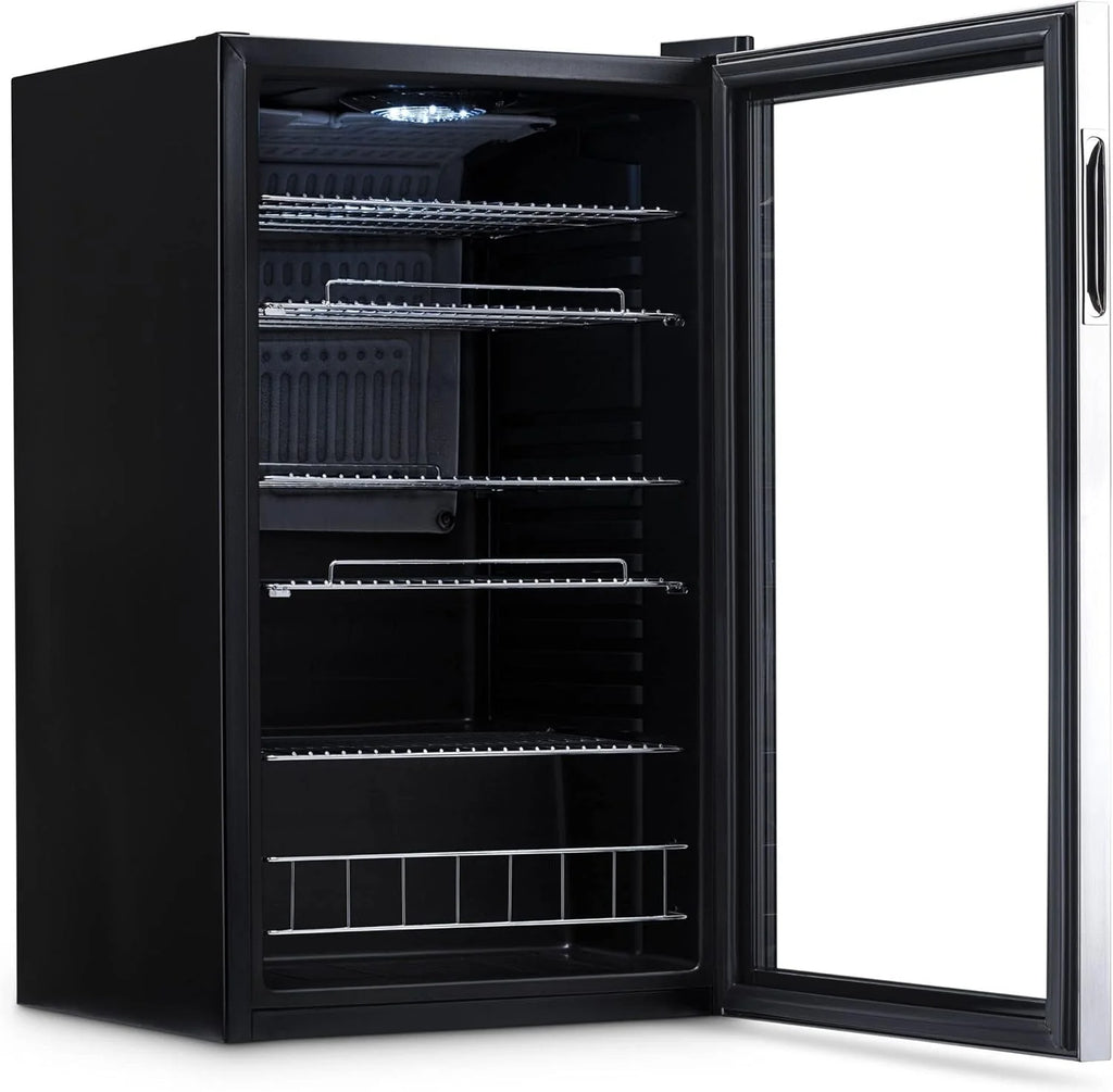 2026 NewBeverage Refrigerator Cooler | 126 Cans Free Standing with Right Hinge Glass Door | Mini Fridge Beverage Organizer Perfect For Beer, Wine, Soda, And Cooler Drinks
