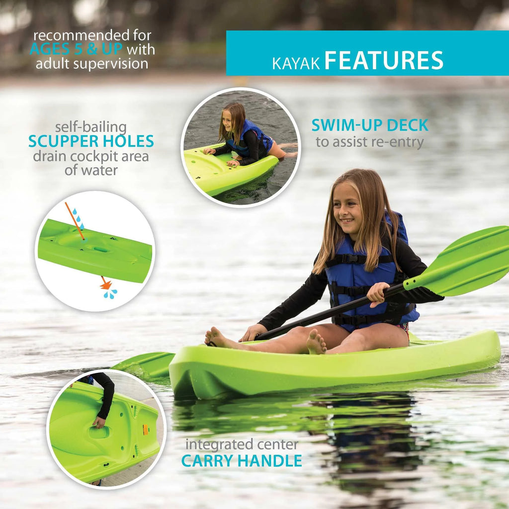 2026 NewLifetime Recruit 6.5 ft Youth Sit-on-Top Kayak, Lime Green (90765)