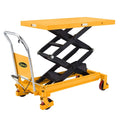 2026 NewHydraulic lifting table trolley – load capacity 350 kg, maximum height 130 cm, double scissor lift table with safety device and 4 wheels