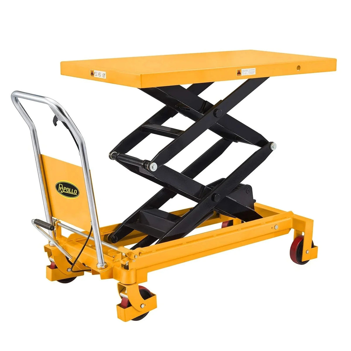 2026 NewHydraulic lifting table trolley – load capacity 350 kg, maximum height 130 cm, double scissor lift table with safety device and 4 wheels