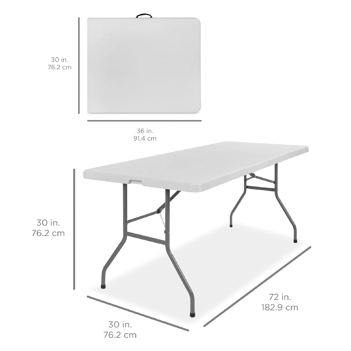 2026 NewBest Choice Products 6ft Plastic Folding Table, Indoor Outdoor Heavy Duty Portable w/ Handle, Lock - White