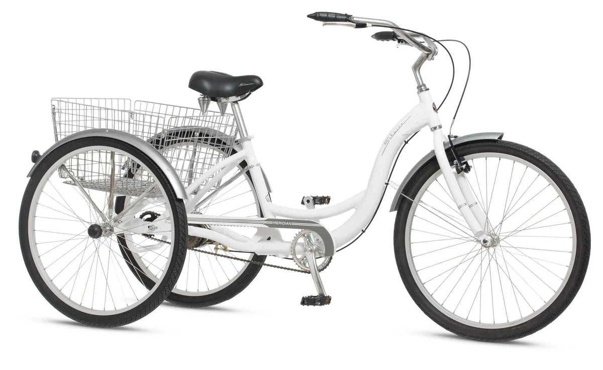 2026 New2025 Schwinn Meridian Adult Tricycle, Men's and Women's Beach Cruiser, 26-inch Wheels, Low Step-Through, Wide Saddle, Folding Rear Basket.