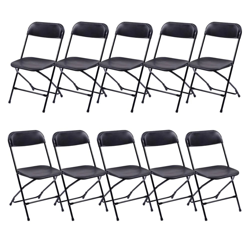 2026 NewKtaxon 6ft White Folding Table and 10 Pack Folding Chairs Black, Plastic Table and Chair Set
