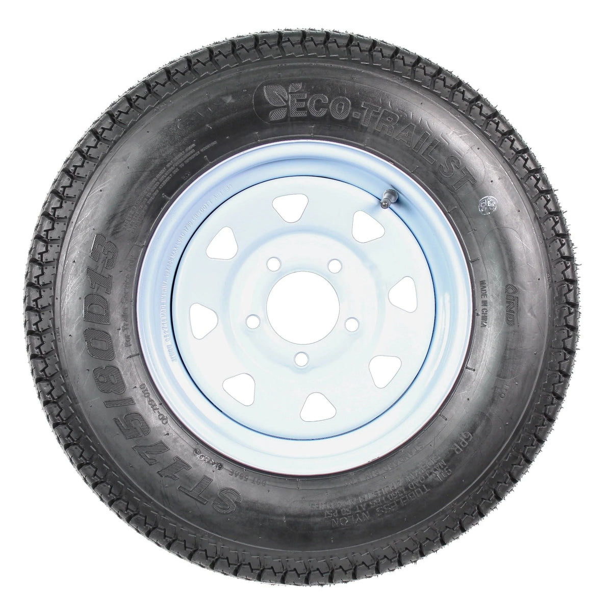 2026 New2-pack trailer tires and rims ST175/80D13 175/80 13 B78-13 LRC 5-hole white spoked wheel