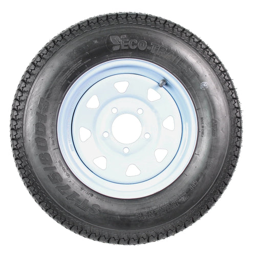 2026 New2-pack trailer tires and rims ST175/80D13 175/80 13 B78-13 LRC 5-hole white spoked wheel