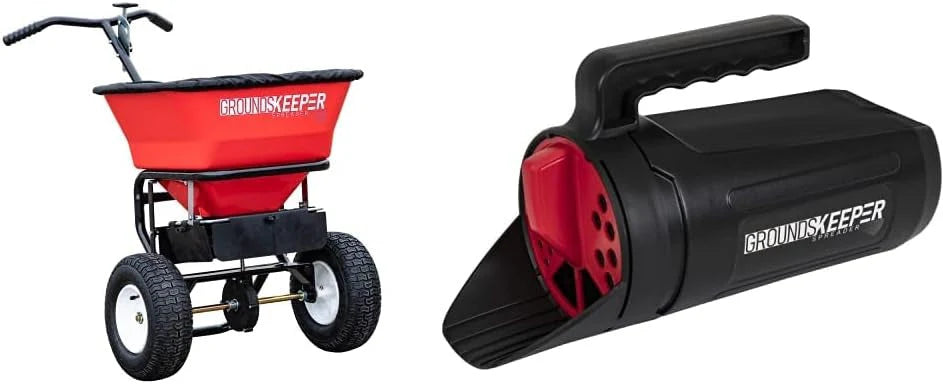 2026 NewMulti-purpose push-along spreader, 100 lb capacity, versatile tool for lawn seed, salt, de-icer, fertilizer and seeds