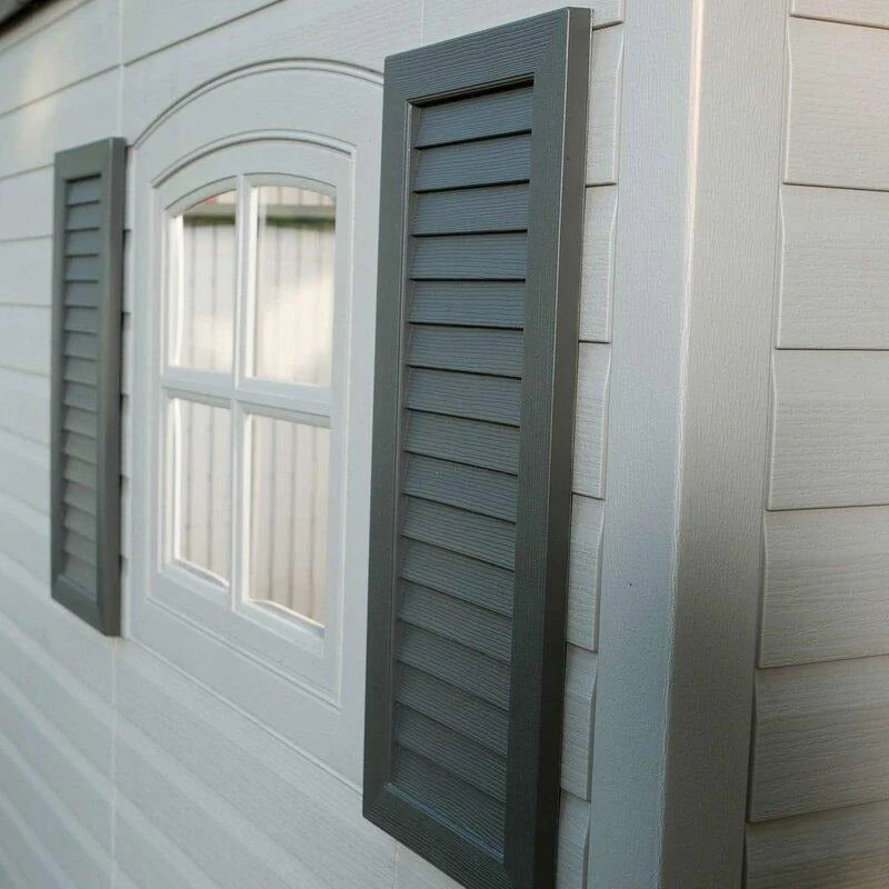 2026 New2025 Side entrance, 4.57 m W x 2.44 m D, plastic tool shed