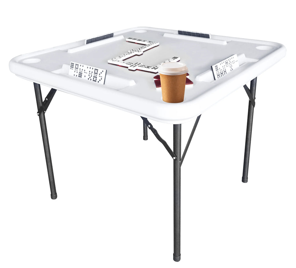 2026 NewBene Casa Foldable Domino Table with Built-In Drink Holders, 38?? x 38??, White