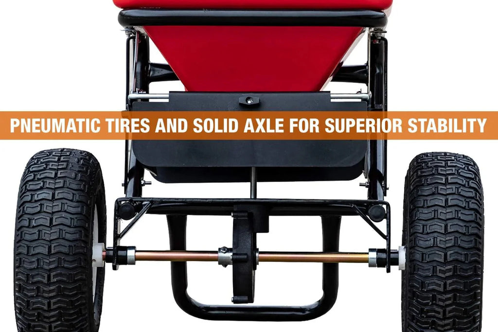 2026 NewMulti-purpose push-along spreader, 100 lb capacity, versatile tool for lawn seed, salt, de-icer, fertilizer and seeds