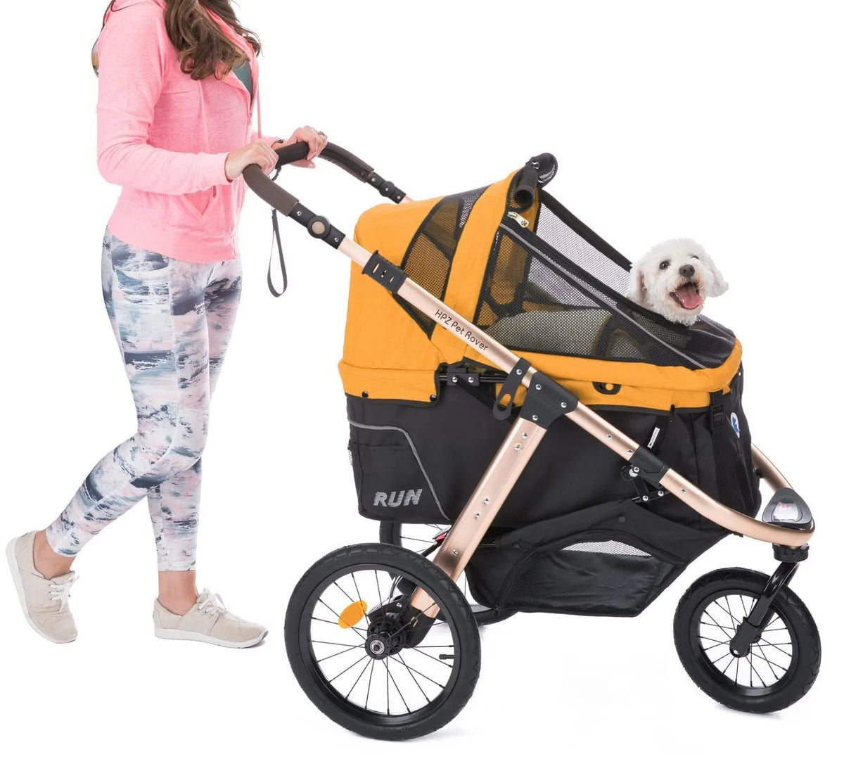 2026 NewJogging Sports Stroller with Comfort Rubber Wheels/Zipper-Less Entry/1-Hand Quick Fold/Aluminum Frame for Small/Medium Dogs, Cats and Pets (Green Camo)