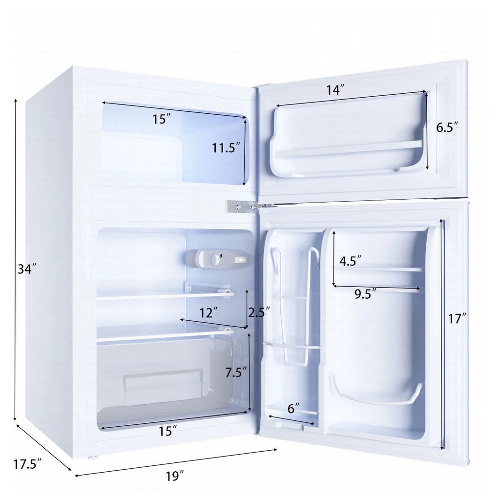 2026 NewCostway Refrigerator Small Freezer Cooler Fridge Compact 3.2 cu ft. Unit, Grey