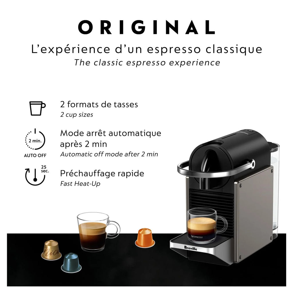2026 NewNespresso Pixie Espresso Machine by Breville, Titan - BEC440TTN