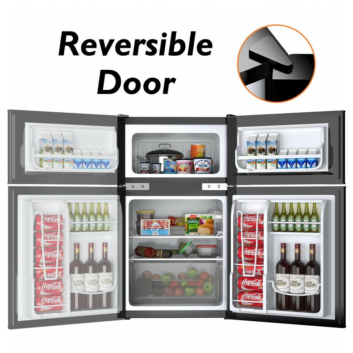 2026 NewCostway Refrigerator Small Freezer Cooler Fridge Compact 3.2 cu ft. Unit, Grey