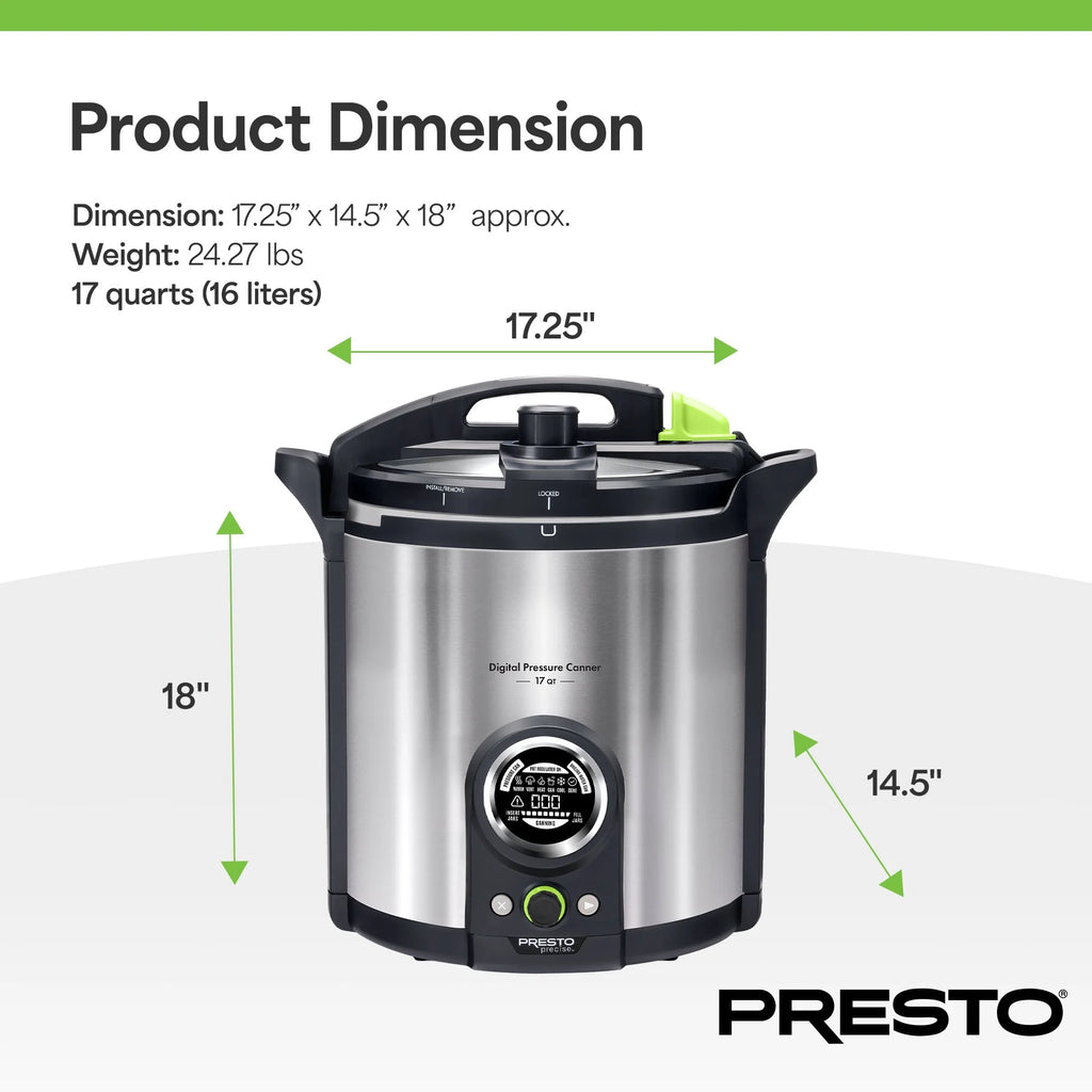 2026 NewPresto Precise 02152 17 Qt Stainless Steel Electric Pressure Canner, Silver