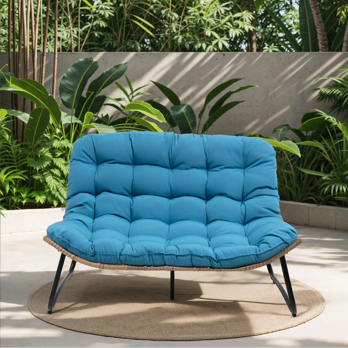 2026 NewCrestlive Products Patio Loveseat, All-Weather Rattan Large Furniture with Soft Cushions, Outdoor Loveseat for Balcony, Poolside, Backyard (Beige)