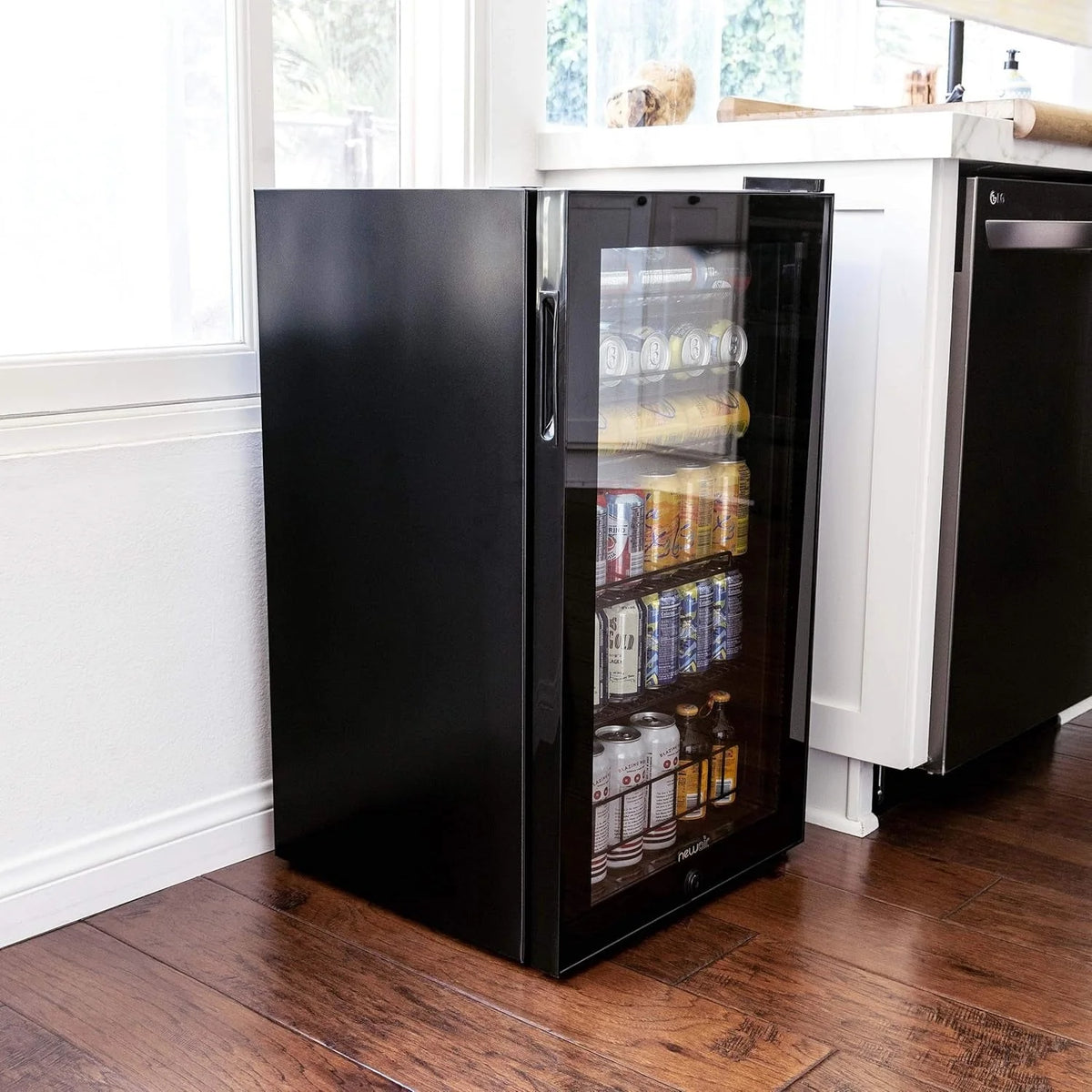 2026 NewBeverage Refrigerator Cooler | 126 Cans Free Standing with Right Hinge Glass Door | Mini Fridge Beverage Organizer Perfect For Beer, Wine, Soda, And Cooler Drinks
