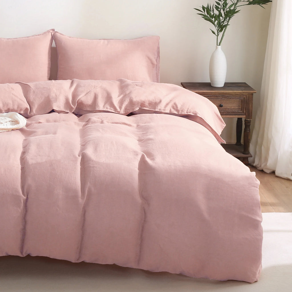 2026 New100% Pure Linen Duvet Cover with Button Closure and Corner Ties Soft & Breathable - Natural Full/Queen