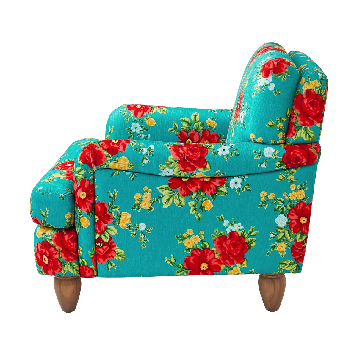 2026 NewThe Pioneer Woman Vintage Floral Low Back Fabric Accent Chair, Teal