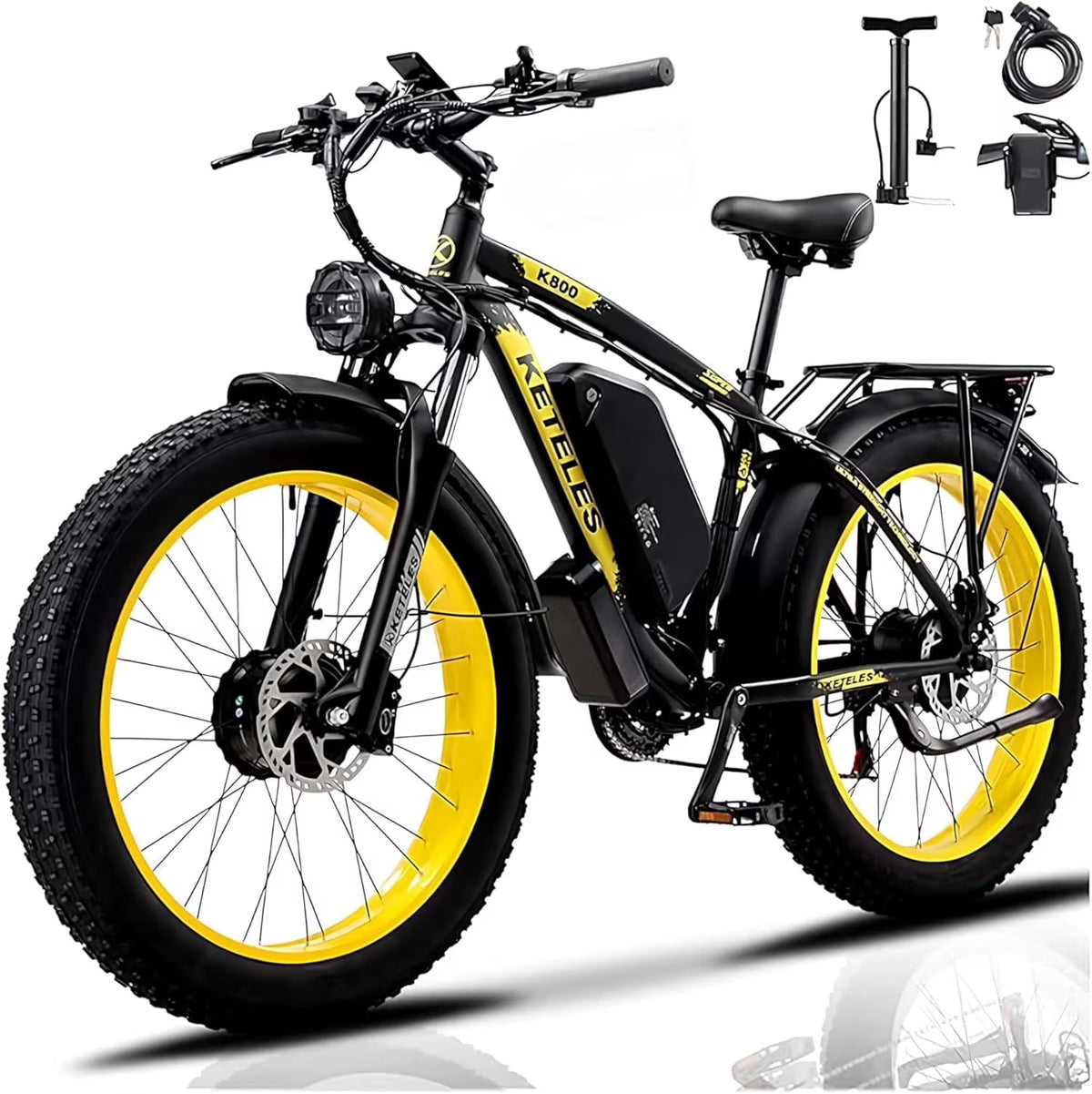 2026 NewKETELES Electric Bike for Adults, Peak 4000W Dual Motor Ebike��26" Fat Tire Electric Mountain bike,  48V 23AH Removable Battery UL 2849.