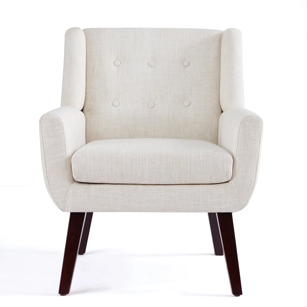 2026 NewHUIMO  Accent Chair, Button-Tufted Upholstered  Living Room Chairs,  Mid Century Modern Comfy Reading Chairs for Bedroom, Living Room, Beige