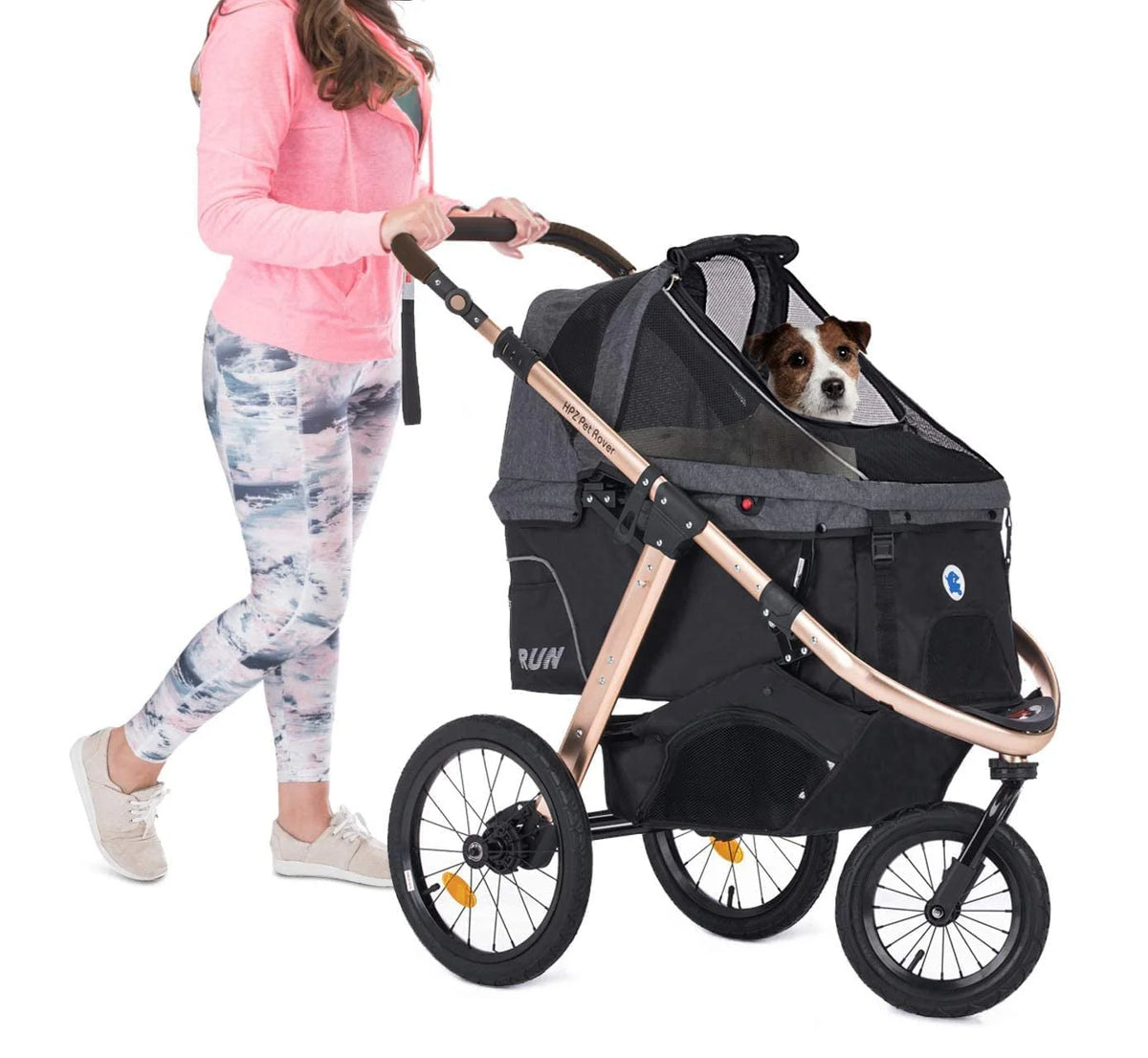 2026 NewJogging Sports Stroller with Comfort Rubber Wheels/Zipper-Less Entry/1-Hand Quick Fold/Aluminum Frame for Small/Medium Dogs, Cats and Pets (Green Camo)
