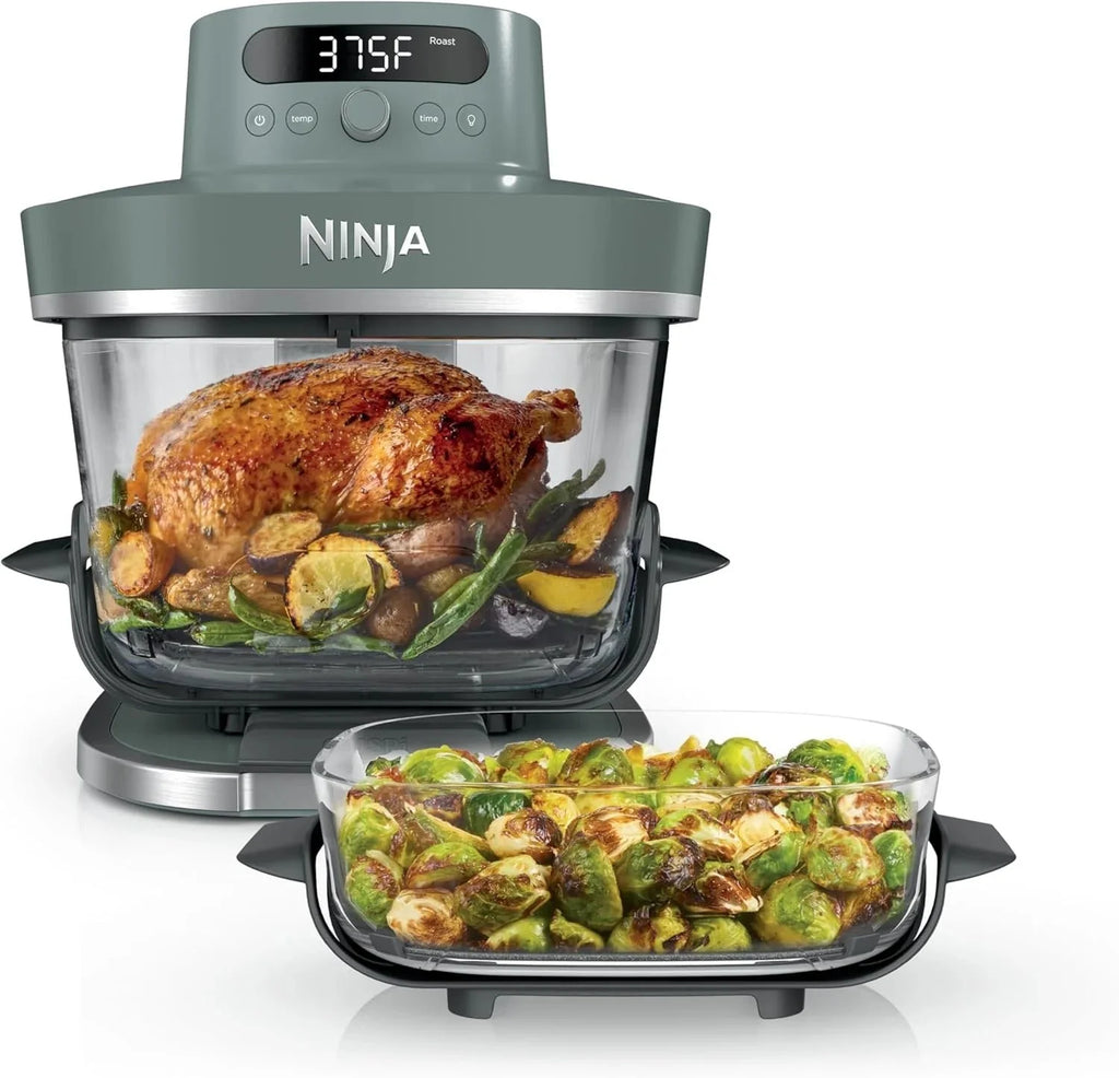 2026 NewNinja Crispi Pro 6-in-1 Glass Air Fryer | 6-Liter and 2.5-Liter Glass Containers with Storage Lids