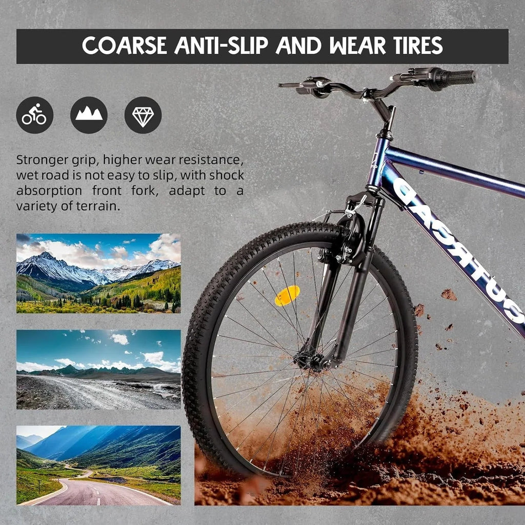 2026 NewOutroad 26 Inch Mountain Bike, 21-Speed/High-Carbon Steel/Aviation Grade Frame, Dual Disc/V Brake, Adjustable Ergonomic Seat Bycycle for Men Women Adult, Quick Assembly in 20 Minutes