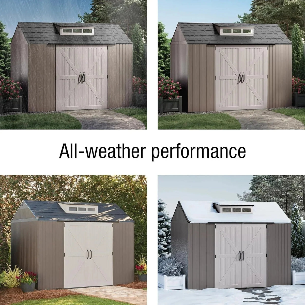 2026 NewRubbermaid resin garden shed with floor (2.13 x 2.13 m), weatherproof, grey, for storing garden tools, lawnmowers, bicycles and pool accessories