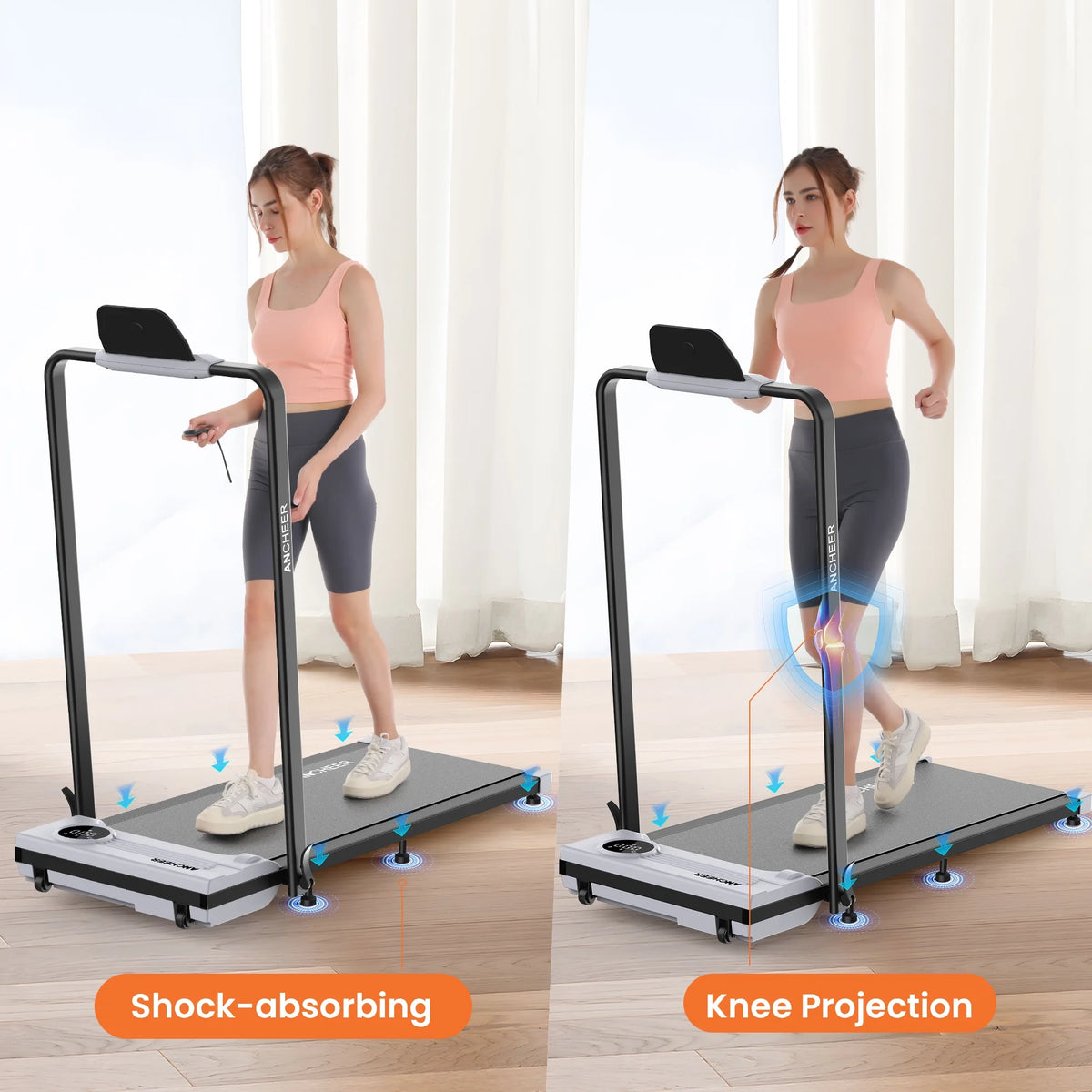 2026 NewANCHEER Portable Folding Walking Pad 300lb, 7.5 MPH Under Desk Treadmill with Remote Control & LED Display,2 in 1 Walking Pad Treadmill for Home/Office/Exercise(Pink)