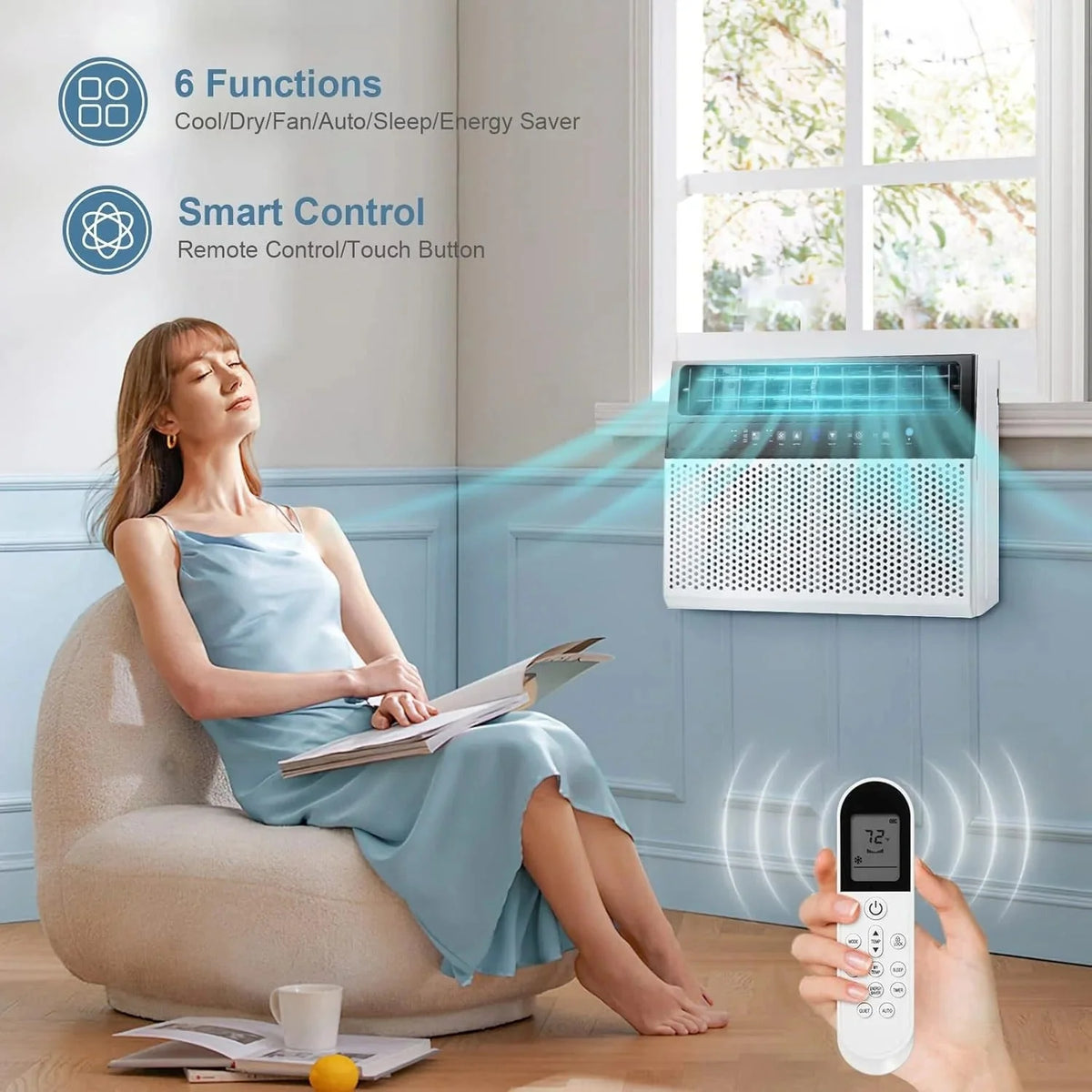 2026 NewAntarctic Star 12,000 BTU U-shaped window air conditioner, cools rooms up to 550 square feet with 6 modes, 24-hour timer, ultra-quiet window air conditioner