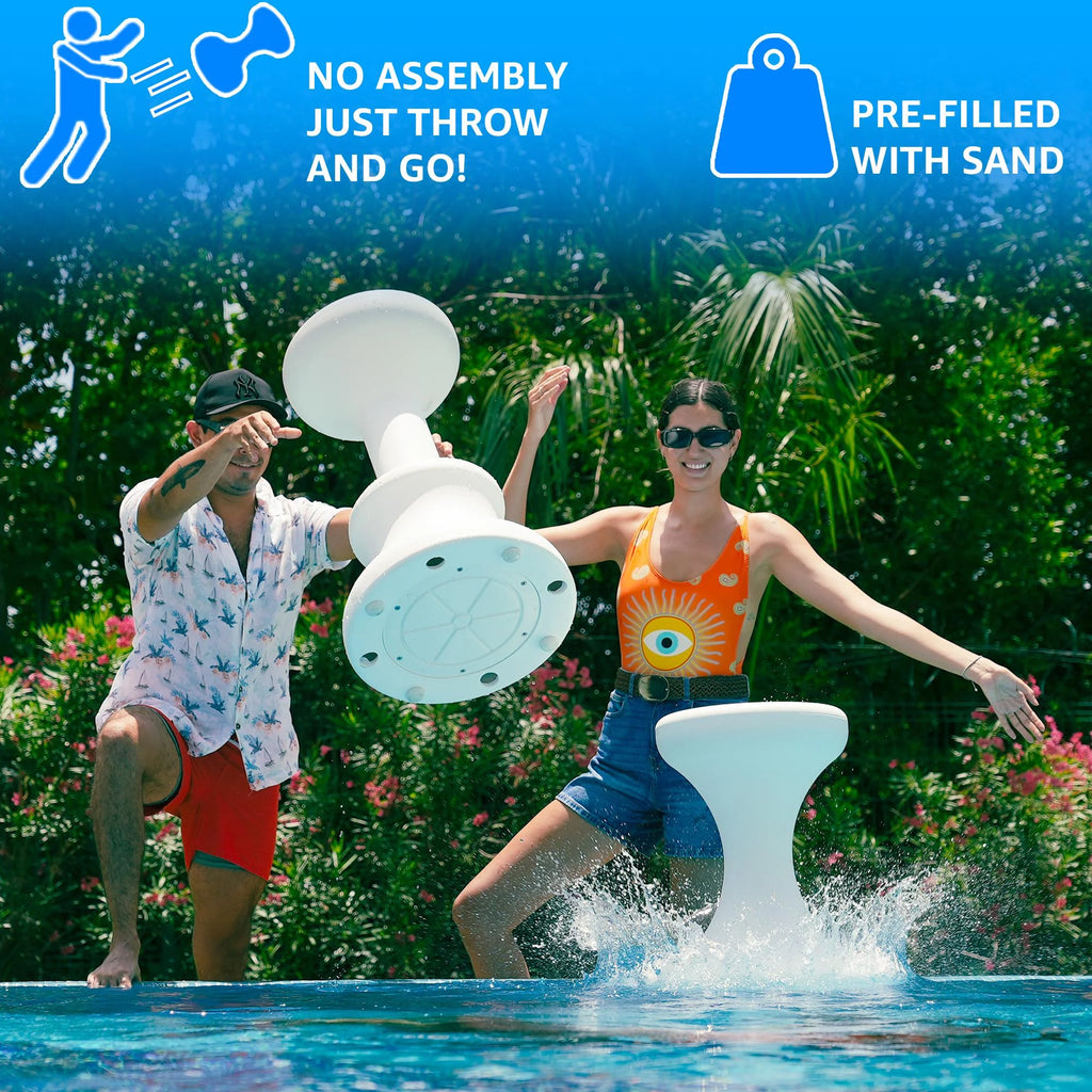 2026 NewDunn-Rite Products Made in USA Submersible Swim Up Pool Stools for Underwater Use, Bar Stool for Inside Pool and Patio Deck Seating, 24 Inch (1 Stool)