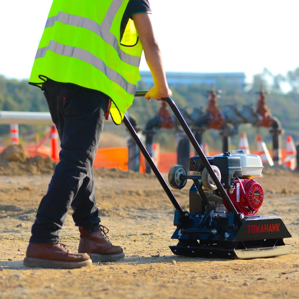 2026 NewTomahawk Power Plate Compactor 5.5 HP, 3000 lbs/ft, 63cc, Gas, 17 x 13 Plate Compactor, 5900 VPM
