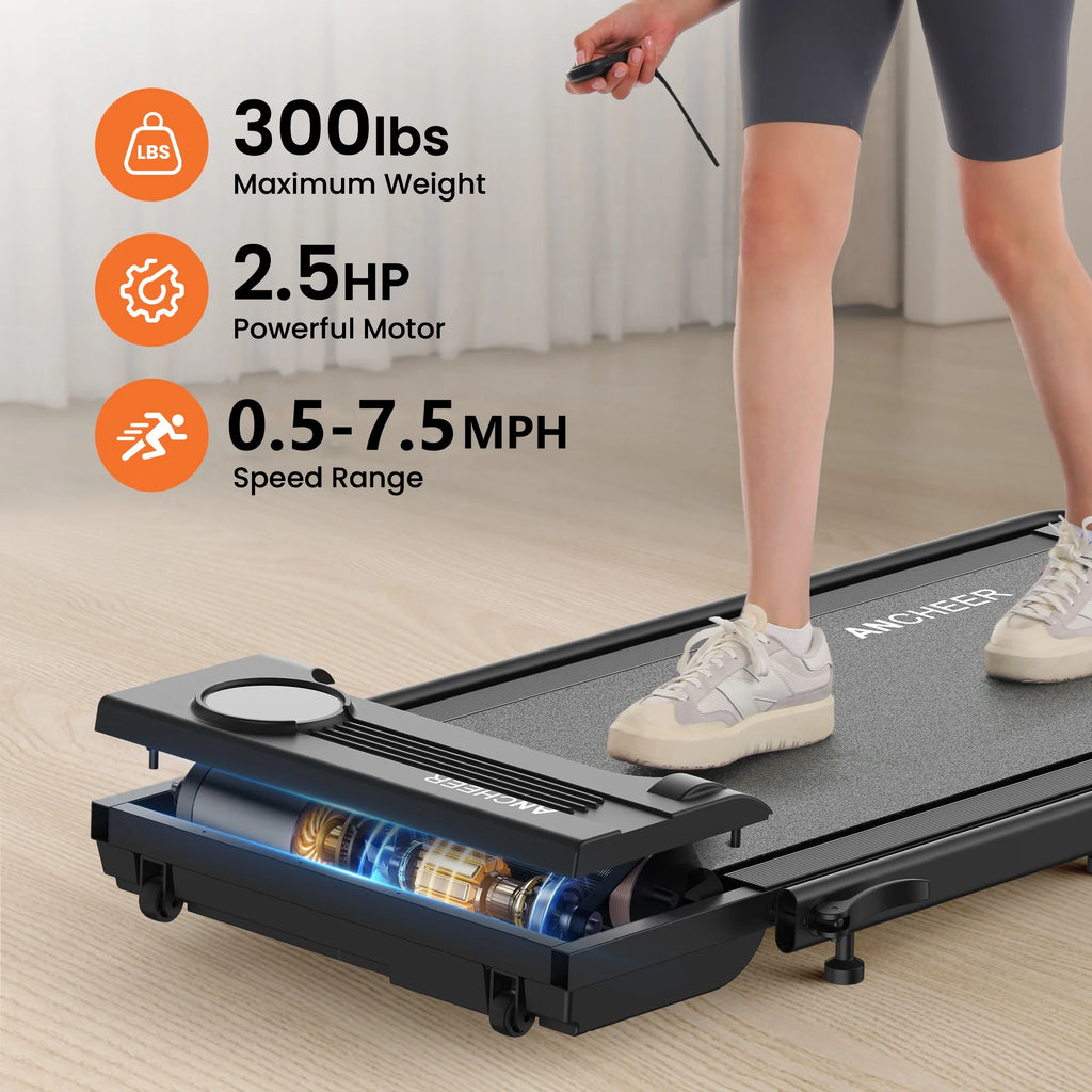 2026 NewANCHEER Portable Folding Walking Pad 300lb, 7.5 MPH Under Desk Treadmill with Remote Control & LED Display,2 in 1 Walking Pad Treadmill for Home/Office/Exercise(Pink)