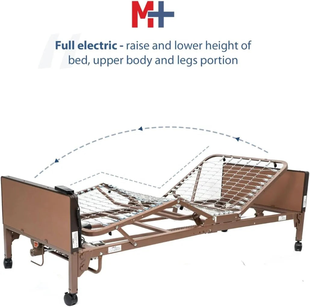 2026 NewFully electric hospital bed set, foam mattress, half side rails