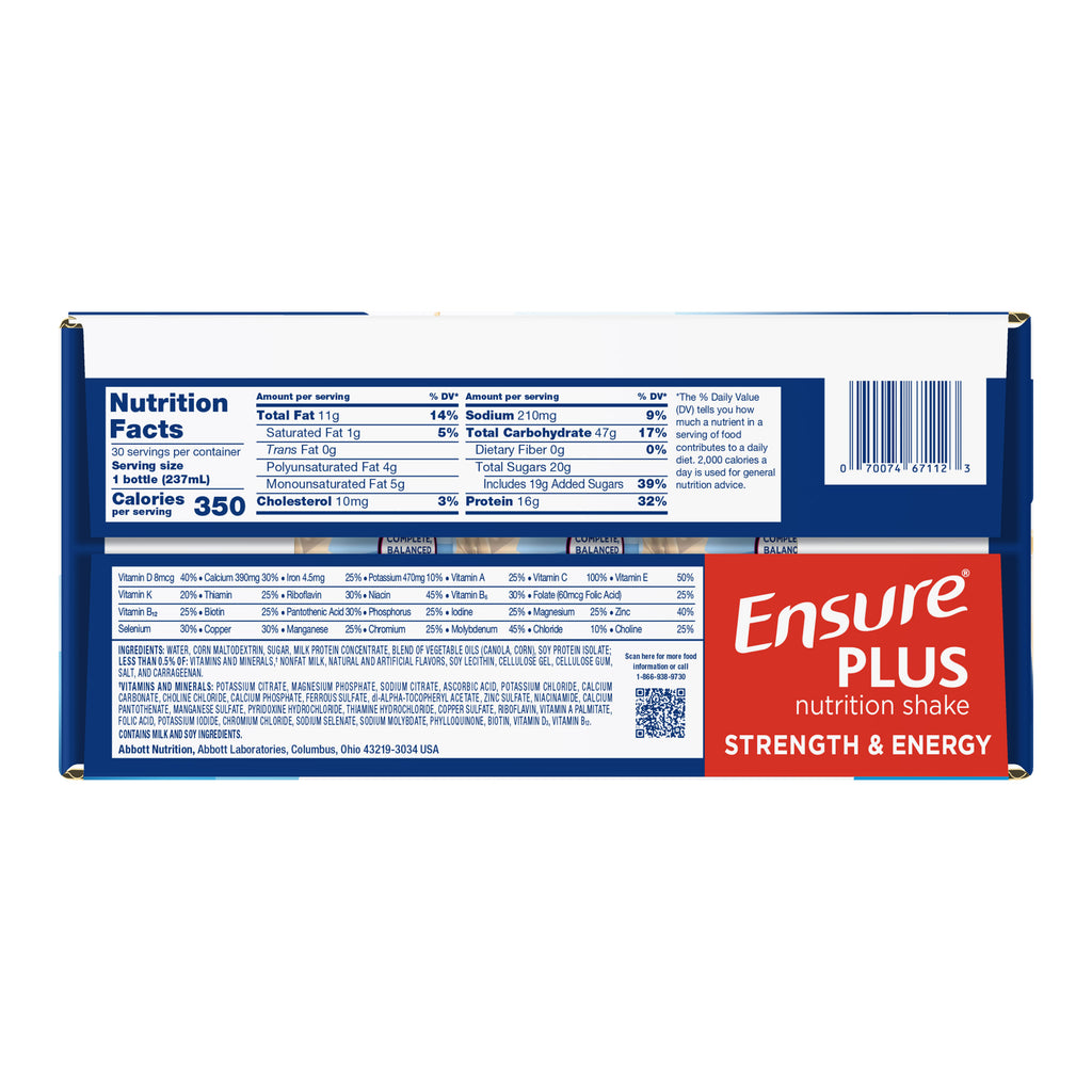 2026 NewEnsure Plus Nutrition Shake, Vanilla, 8 fl. oz, 30-pack